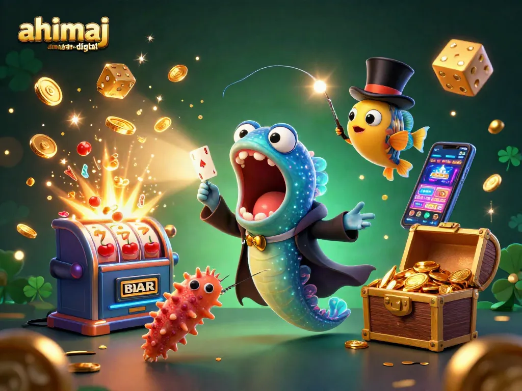 Engage with ahimajournal-digital as a deep-sea magician performs card tricks and showcases exciting casino elements.