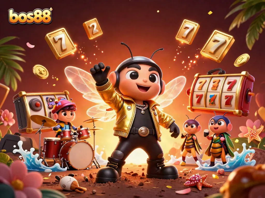 Participate in the exciting world of bos88 with vibrant 3D cartoon characters immersed in gambling elements.