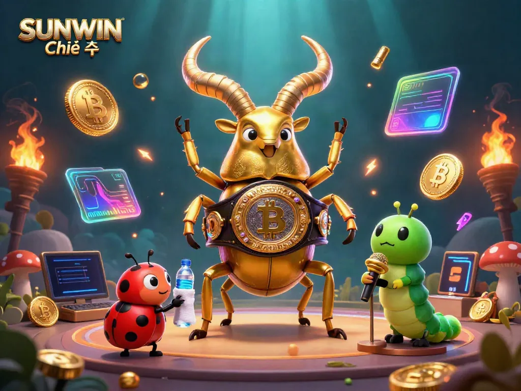 Engage with SUNWIN Chính thức through an exciting gambling scene featuring a golden stag beetle and captivating casino elements.