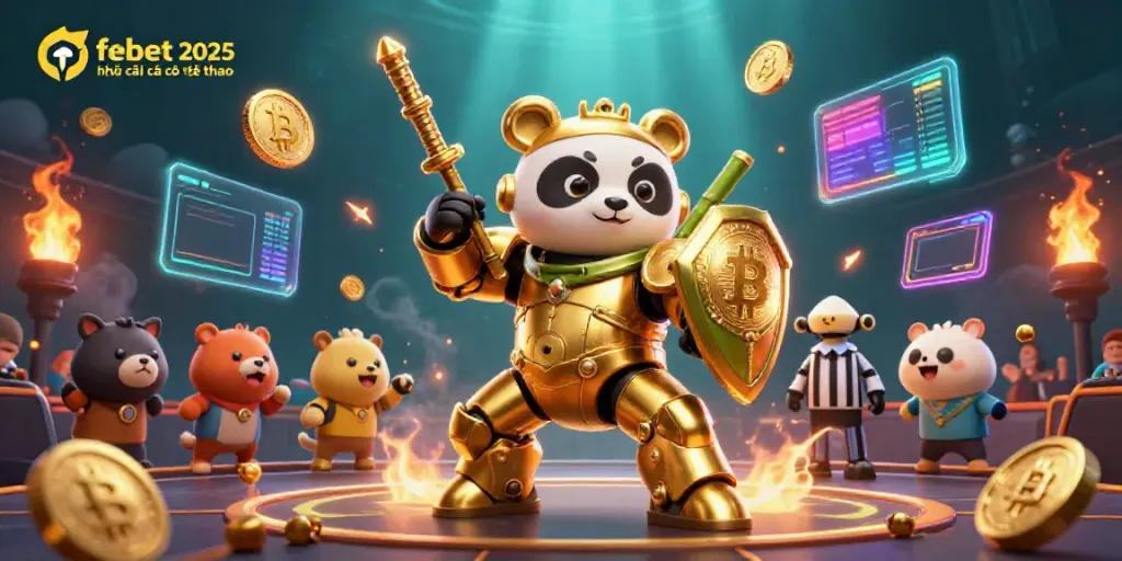 Engage with the vibrant action at febet 2025 nhà cái cá cược thể thao featuring dynamic characters and crypto elements.