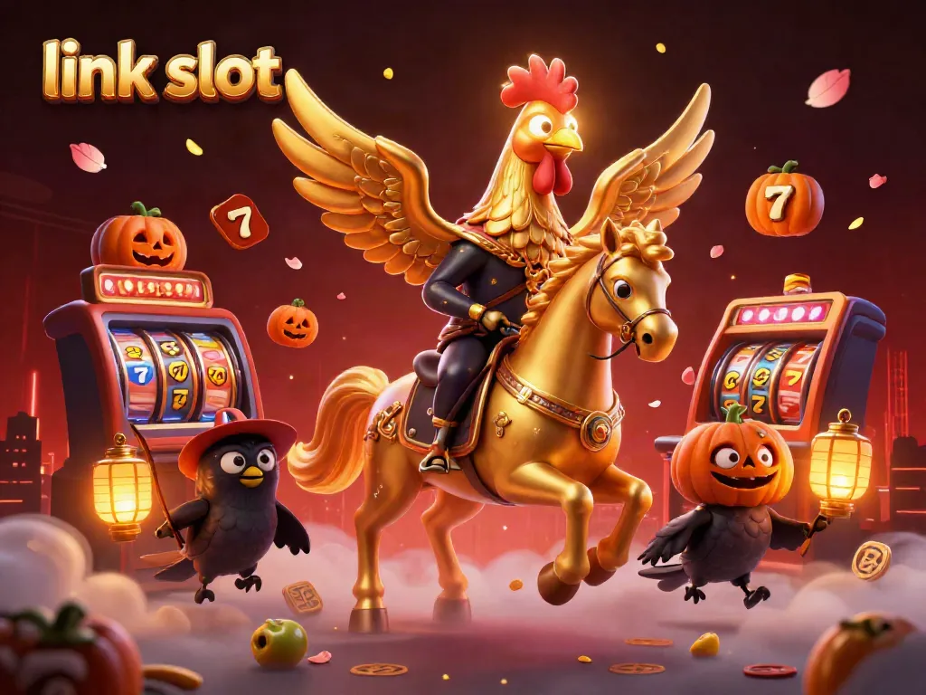 Win big with the latest link slot games featuring engaging 3D characters in a vibrant casino scene.