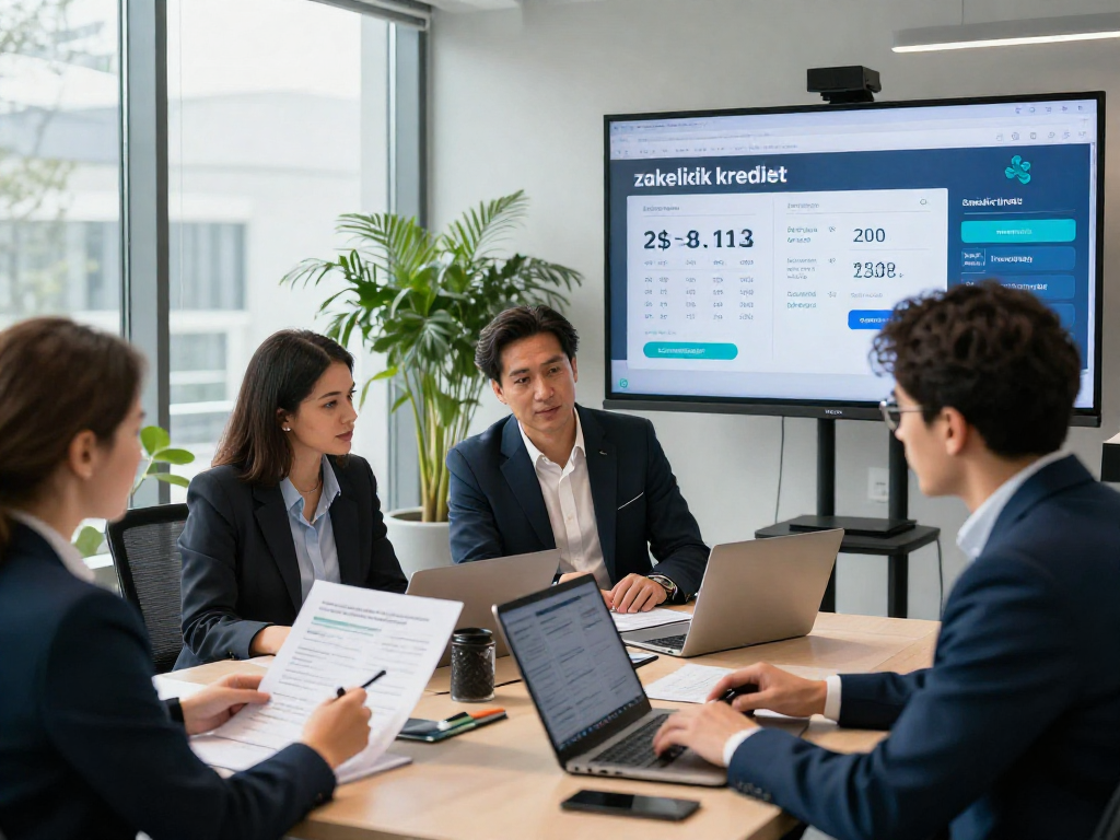 Professionals bespreken zakelijk krediet en financieringsopties in modern kantoor.