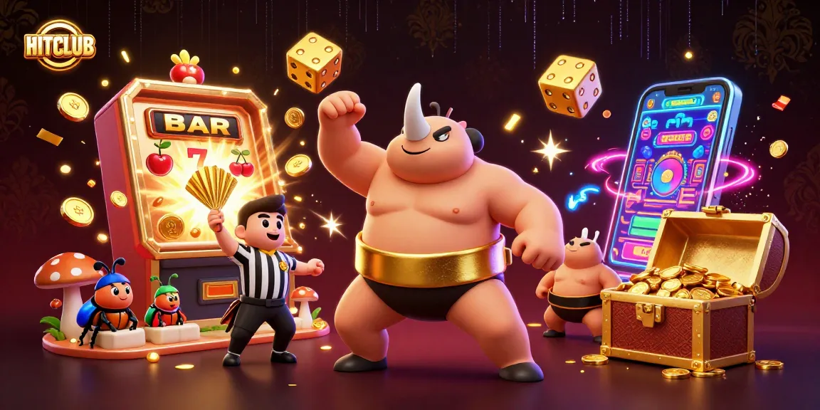 Experience thrilling gameplay with HITCLUB featuring a dynamic wrestling beetle amidst a flurry of casino excitement.