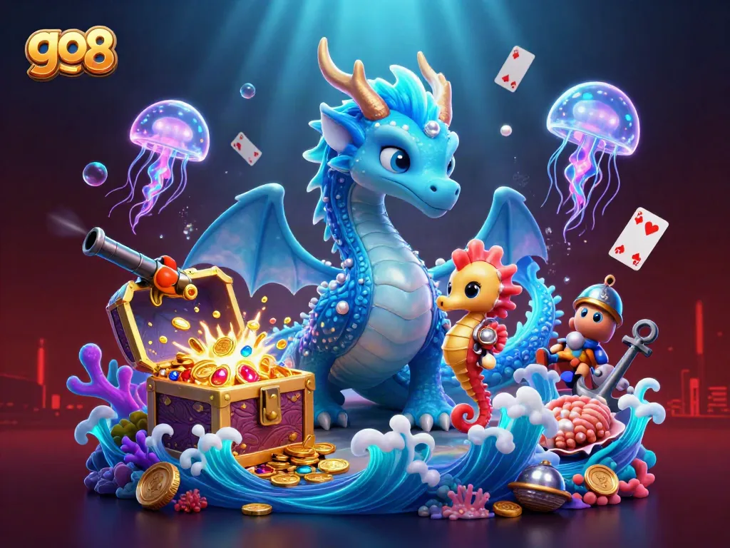 Engage in thrilling gameplay at go 88 with ocean-themed characters amidst dynamic casino elements.