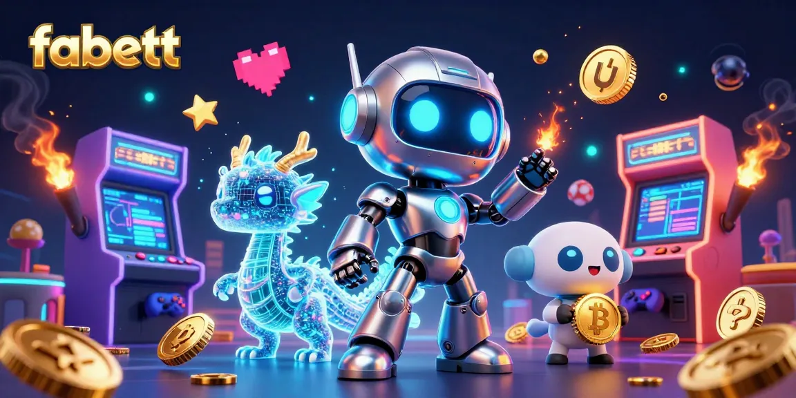 Spin the reels with fabett in a vibrant, animated casino scene featuring neon elements and gaming action.