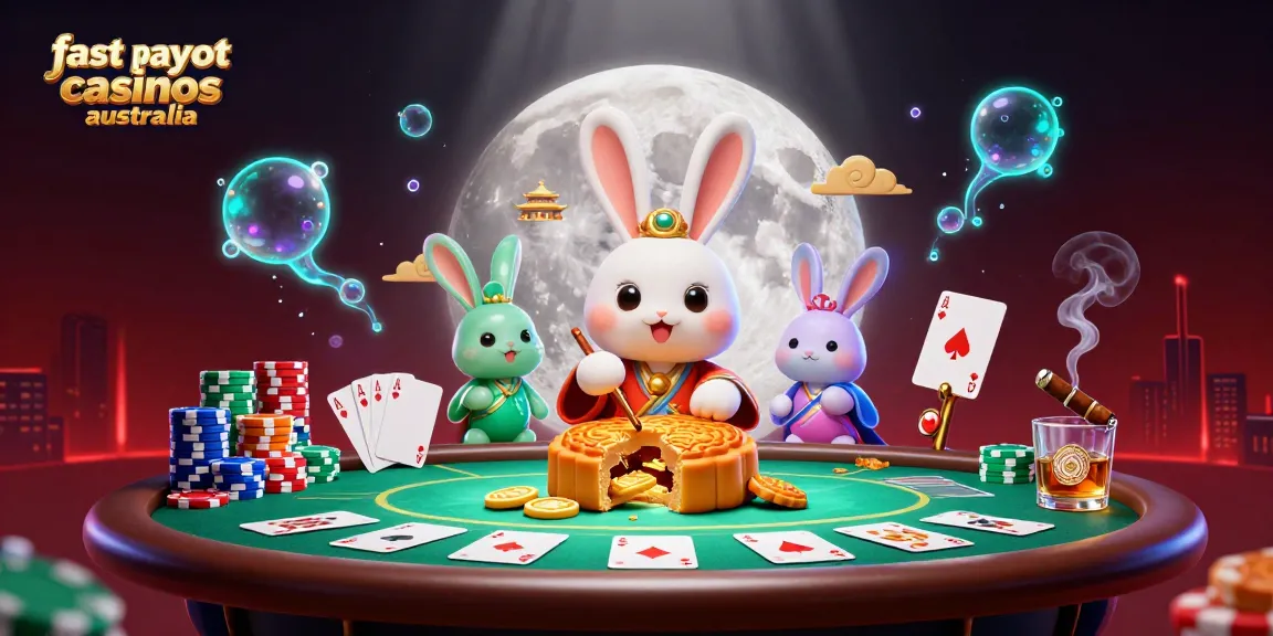 Engage with fast payout casinos australia through exciting 3D moon rabbit casino illustration.