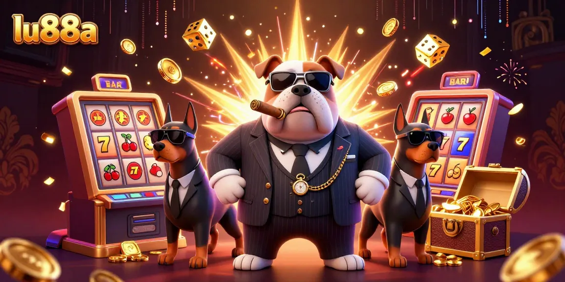 Experience thrilling wins at lu88a with a dynamic casino scene showcasing slot machines and treasures.